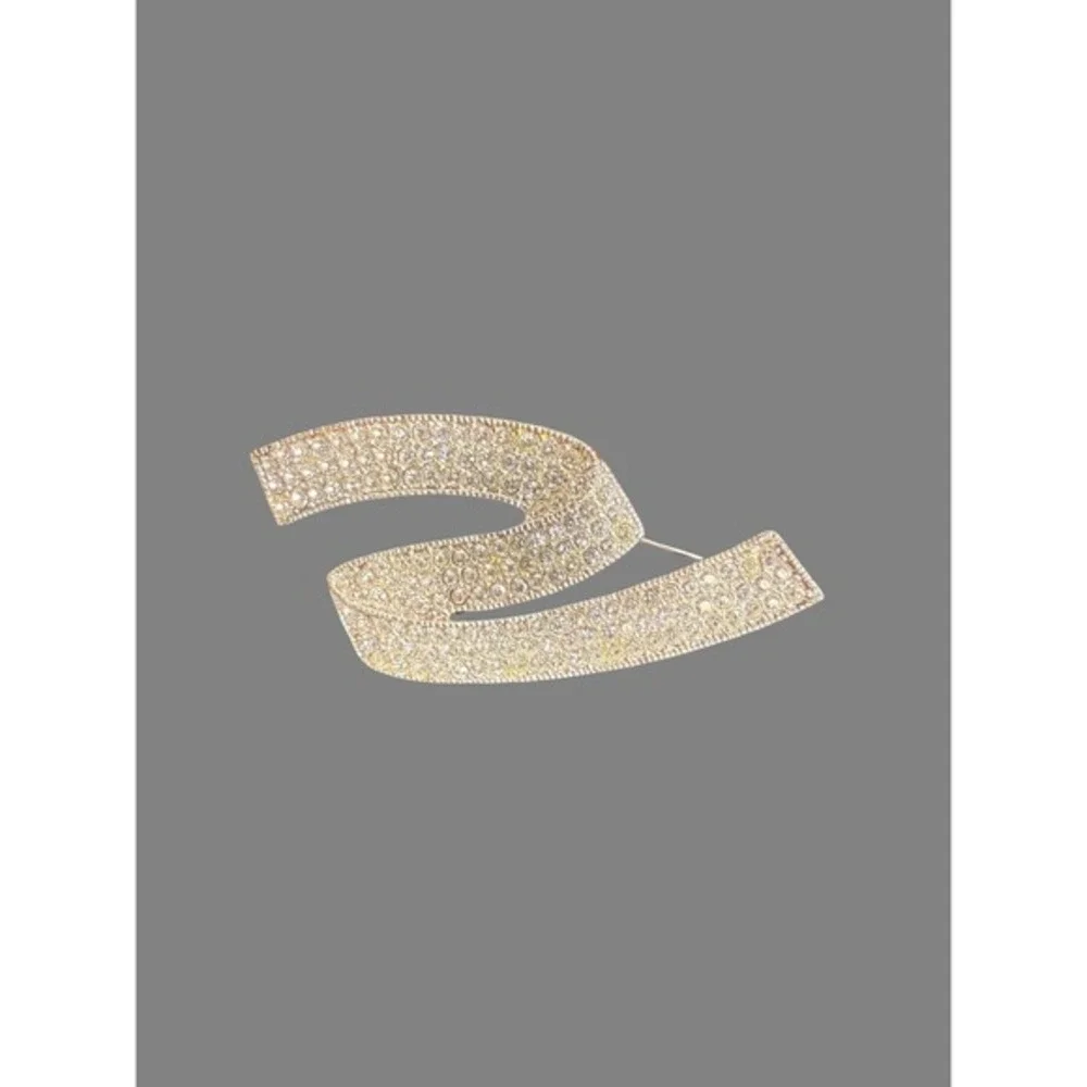 Vintage Napier Gold Tone Rhinestone Abstract‎ Curved Statement Brooch Pi